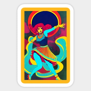 Retro 70s Woman Dancing Sticker